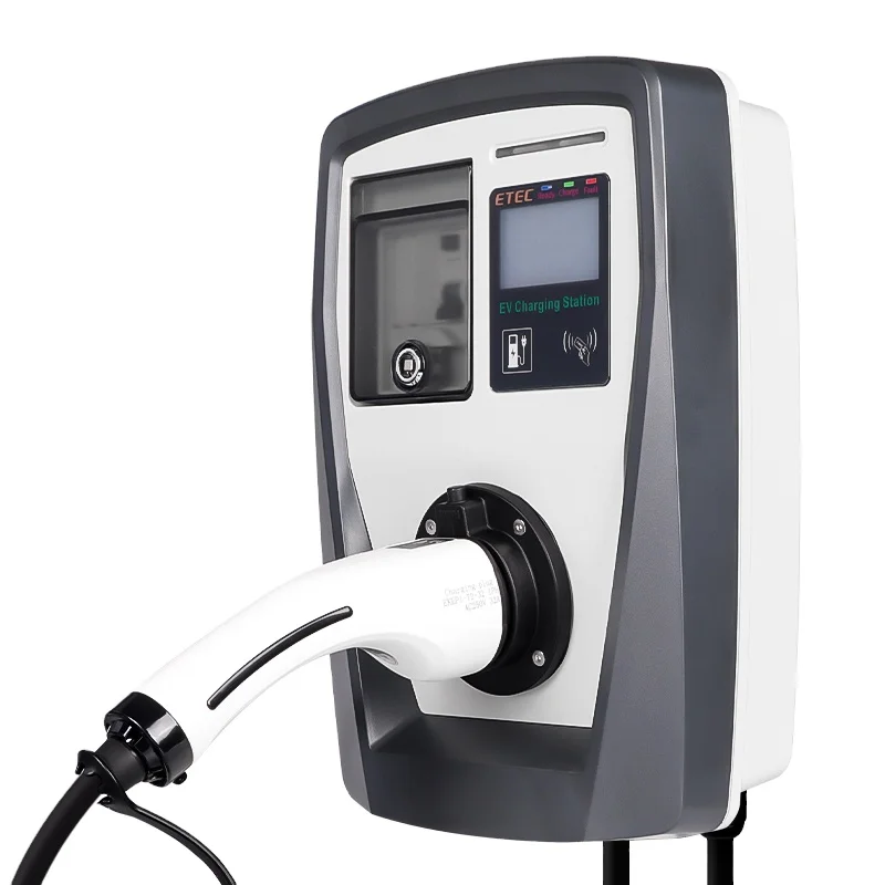 Electric Car Type 2 Plug 22KW 32A Three phase RFID Card AC home EV Charger Wallbox  with 5meters Cable