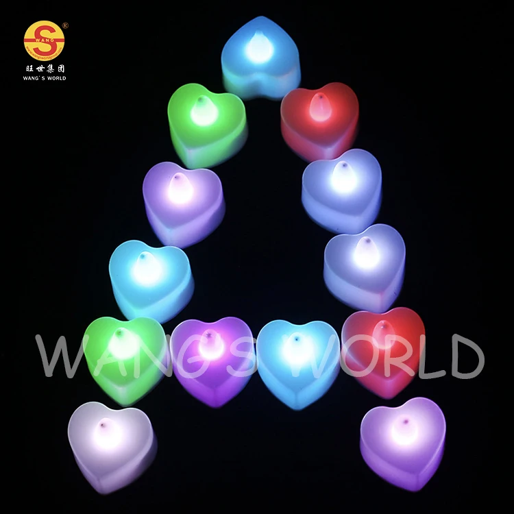 White Red Flickering Flameless Tea Light Candle Multi-colors Sweet Romantic Heart Tea Light Candles