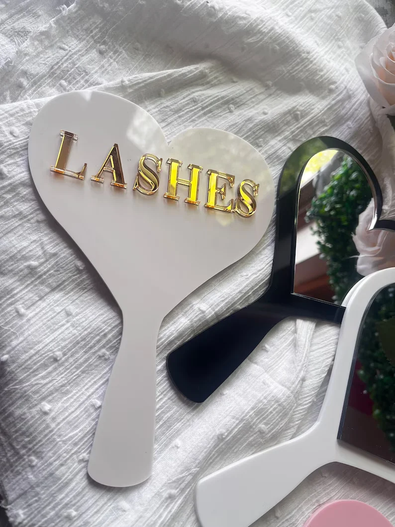 Hand Mirror Logo Custom Hand Mirror with Handle Eyelash Acrylic Butterfly Hand Mirror