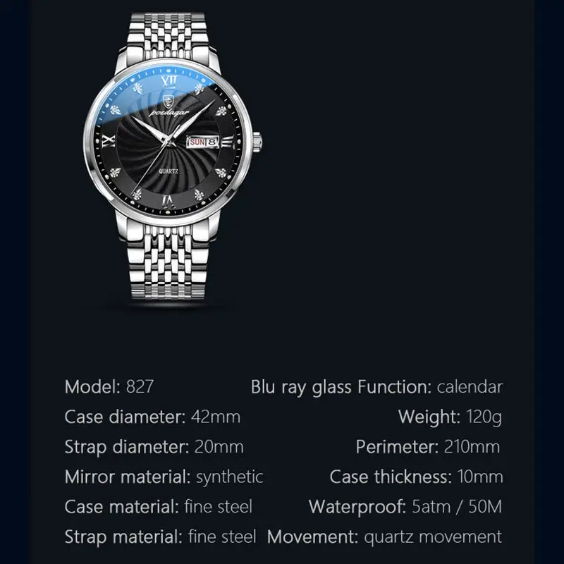 New Watch for Men Top Brand Luxury Men Watches Luminous Waterproof Stainless Steel Watch Quartz Men Date Calendar Business Clock