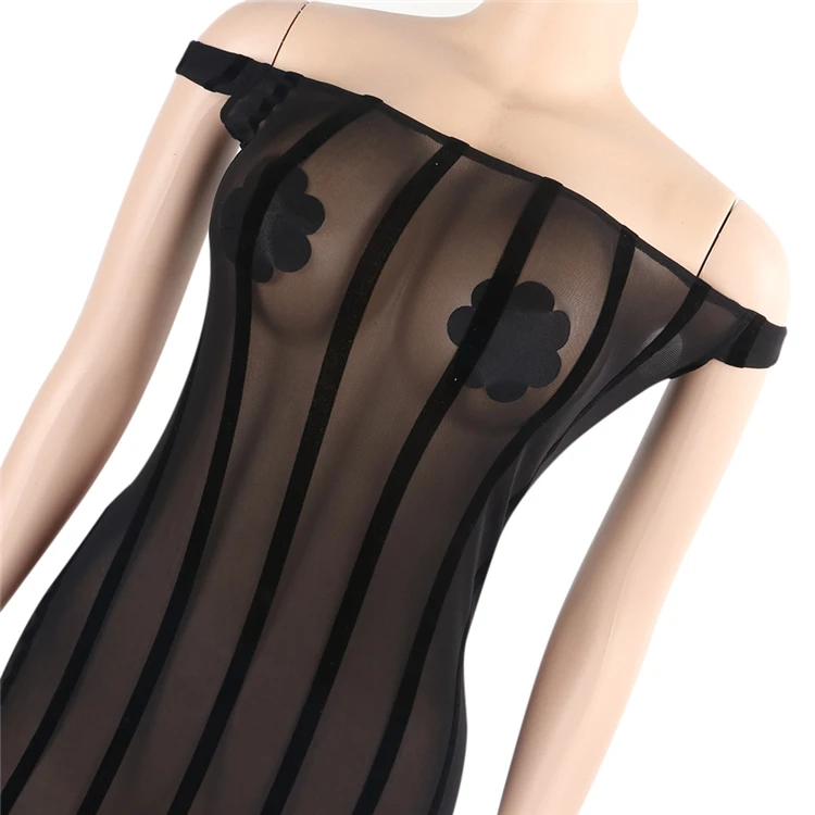 Женское пикантное Сетчатое облегающее платье миди в полоску без рукавов