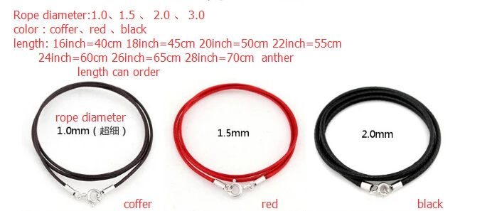 XD MFE00401  cord with 925 silver lobster and end claps fashion necklace free samples  925 sterling silver buckle pendant la