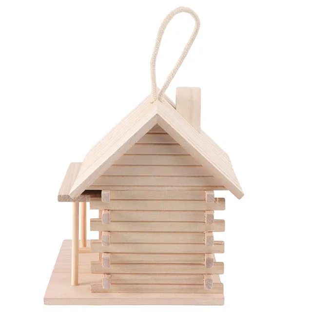 Country Style DIY Wooden Solid Wood Bird Nest Creative Indoor and Outdoor Bird House With Polished Paulownia Home Gift
