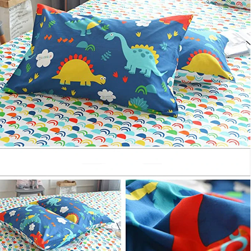 100% Cotton Lovely  Pattern Print Bed Pillowcases Set of 2 Queen Kids Pillow case Covers For Boys and Girls