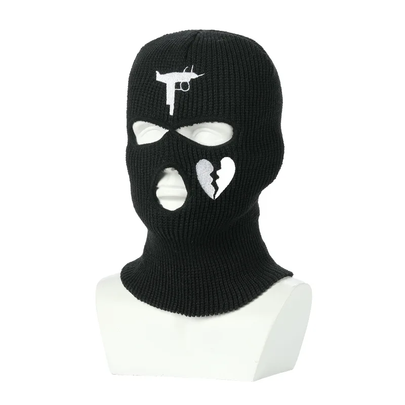 Wholesale Winter Warm Designer Knitted Beanie Face Cover Hat Outdoor Windproof Sniper Gang Neon Ski Mask 3 Holes Knit Balaclava