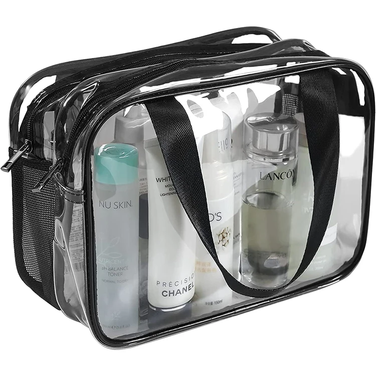 Clear Cosmetics Bag Toiletry Bag, Large Clear Travel Bag for Toiletries, Waterproof  Draining Transparent Makeup Bag Tote Bag