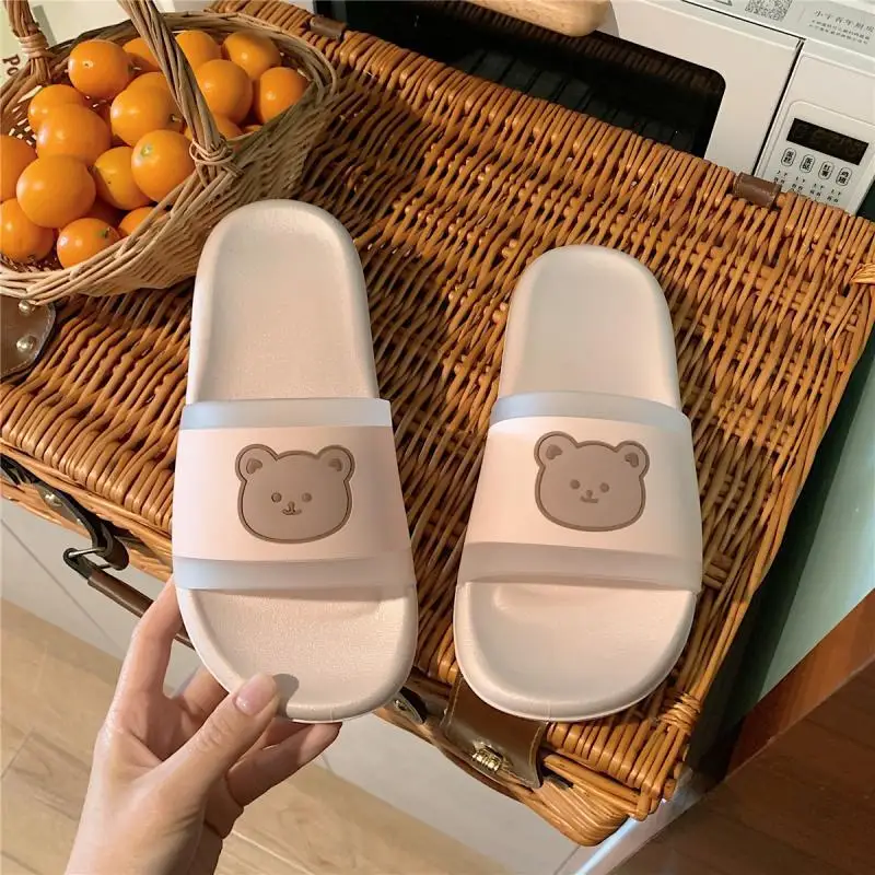 XIXITIAO low price 2024 slippers slip resistant female flat slippers bear pink slippers for women