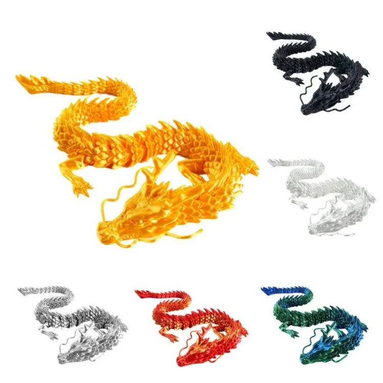 Custom 30/45/60 cm Rotatable Joints Dragon 3D Printing Chinese Model Collectible for Christmas Gift