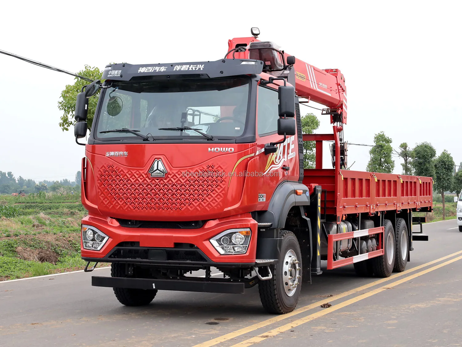 SHENBAI Sinotruk Howo Truck Mounted Crane Manipulator Lifting Equipment 10Ton Boom Truck  Crane