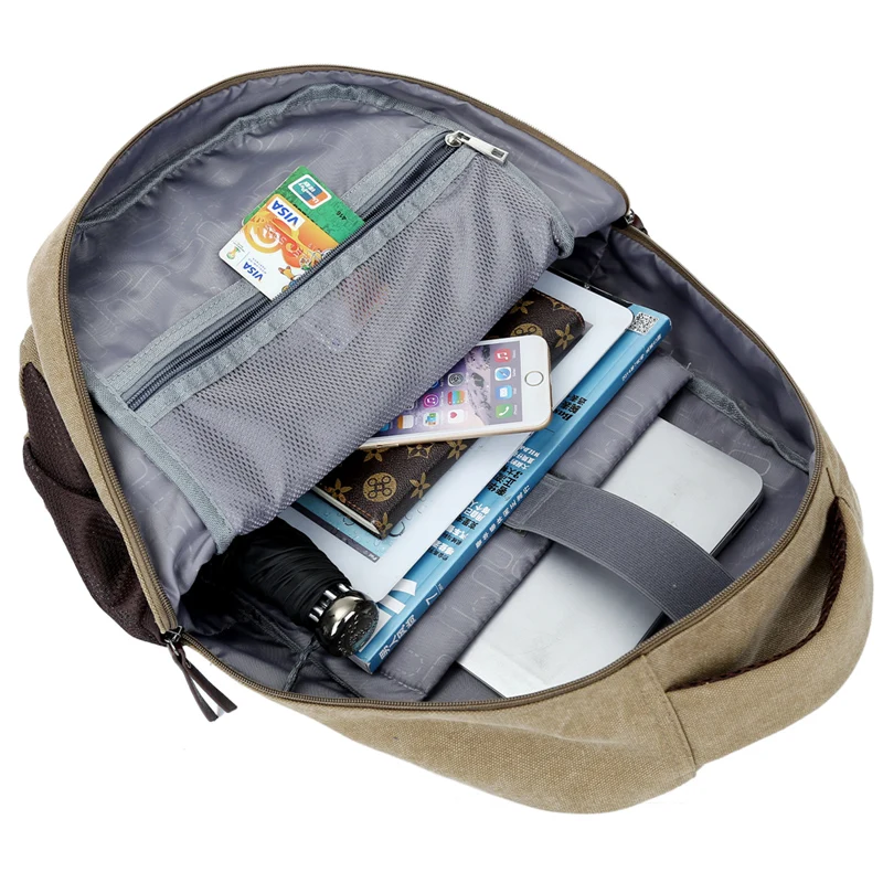 High quality vintage canvas backpack school college laptop back pack
