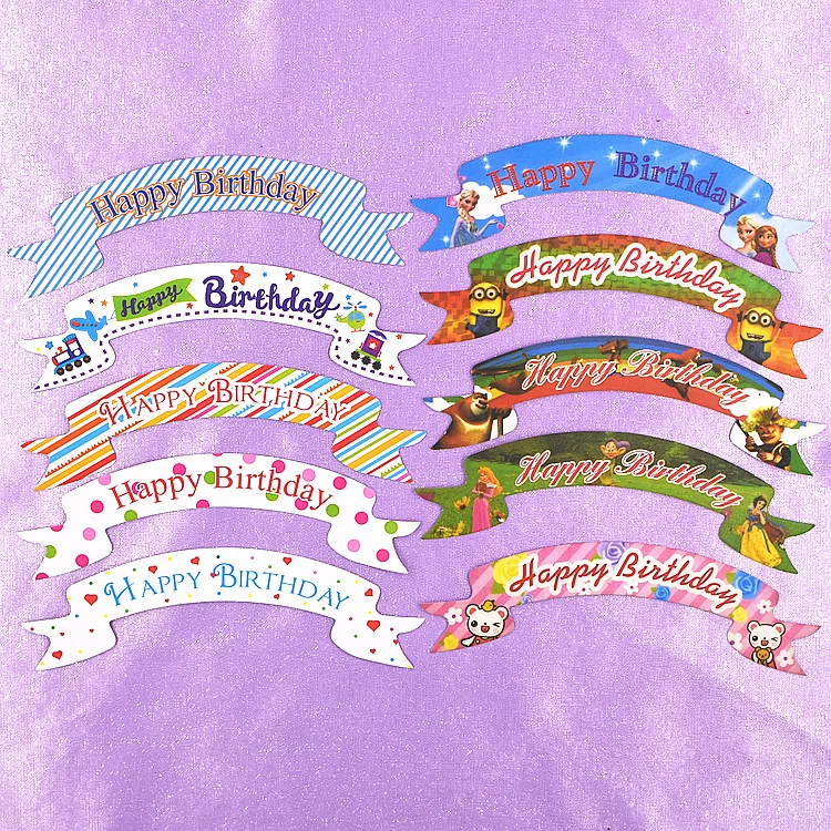 Happy Birthday Cake Toppers Party Supplies Cupcake Decorations Mini Paper Bunting Banner