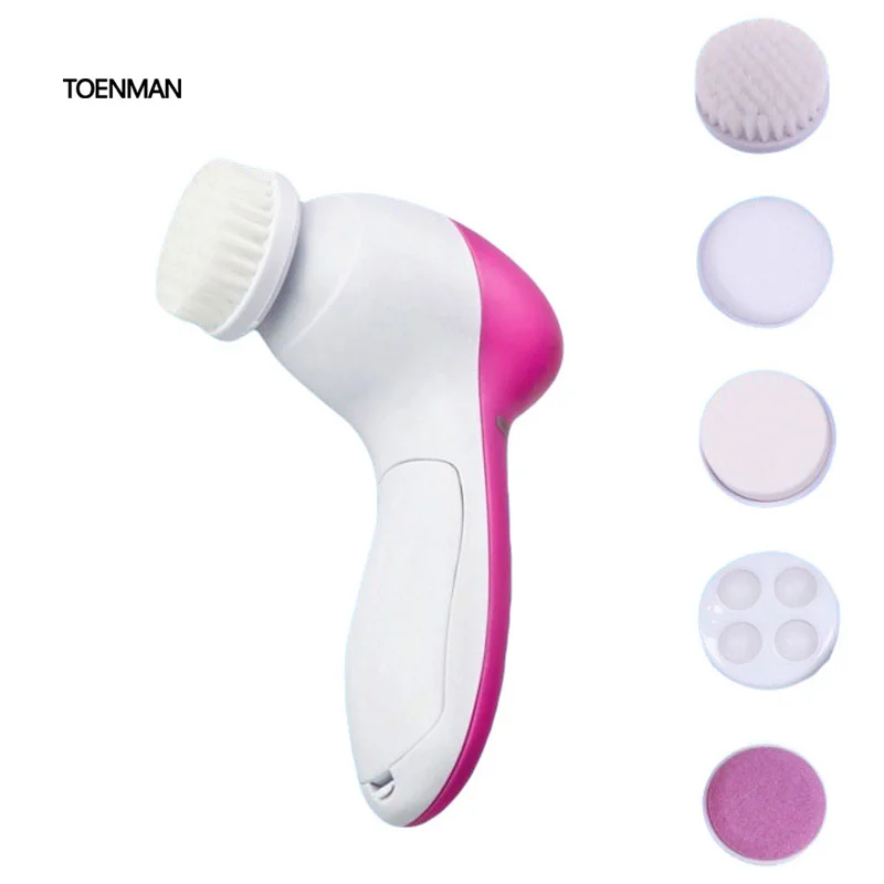 5 in 1 Beauty Equipment Electric Face Brush Battery Operate Face Massager Electric Facial Cleansing Brush