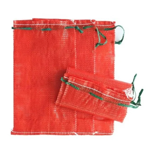 Упаковка лукового чеснока красный желтый розовый черный белый сетчатый мешок с шнурком для упаковки овощных фруктов и морепродуктов дров