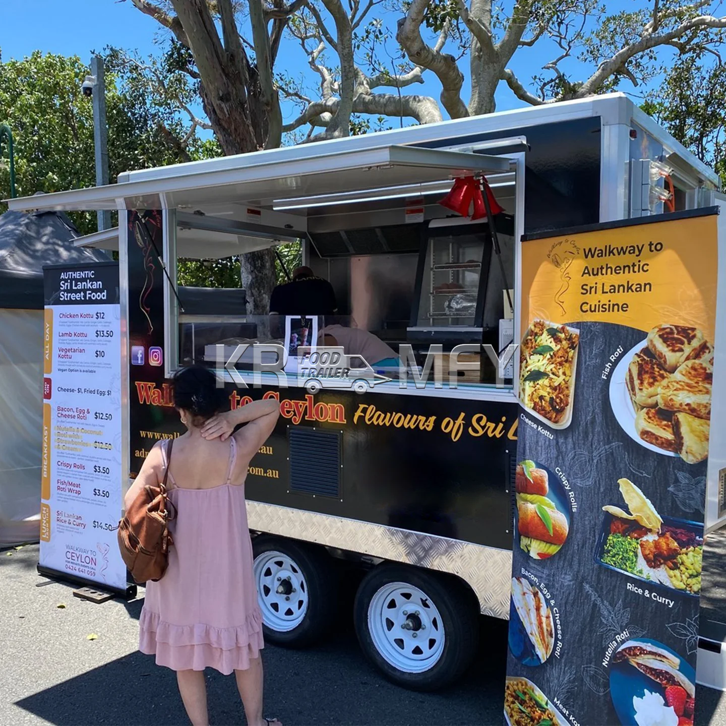 2024 American Mobile Food Truck Mobile Fast Food Trailer Hot Dog Cart Stainless Steel Food Truck Mobile With Full Kitchen