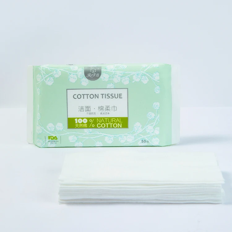 100% Cotton Face Towel Tissue Rolls Paper Baby Wet Dry Tissues Make Up Removing Ultra Soft Disposable Facial Tissues