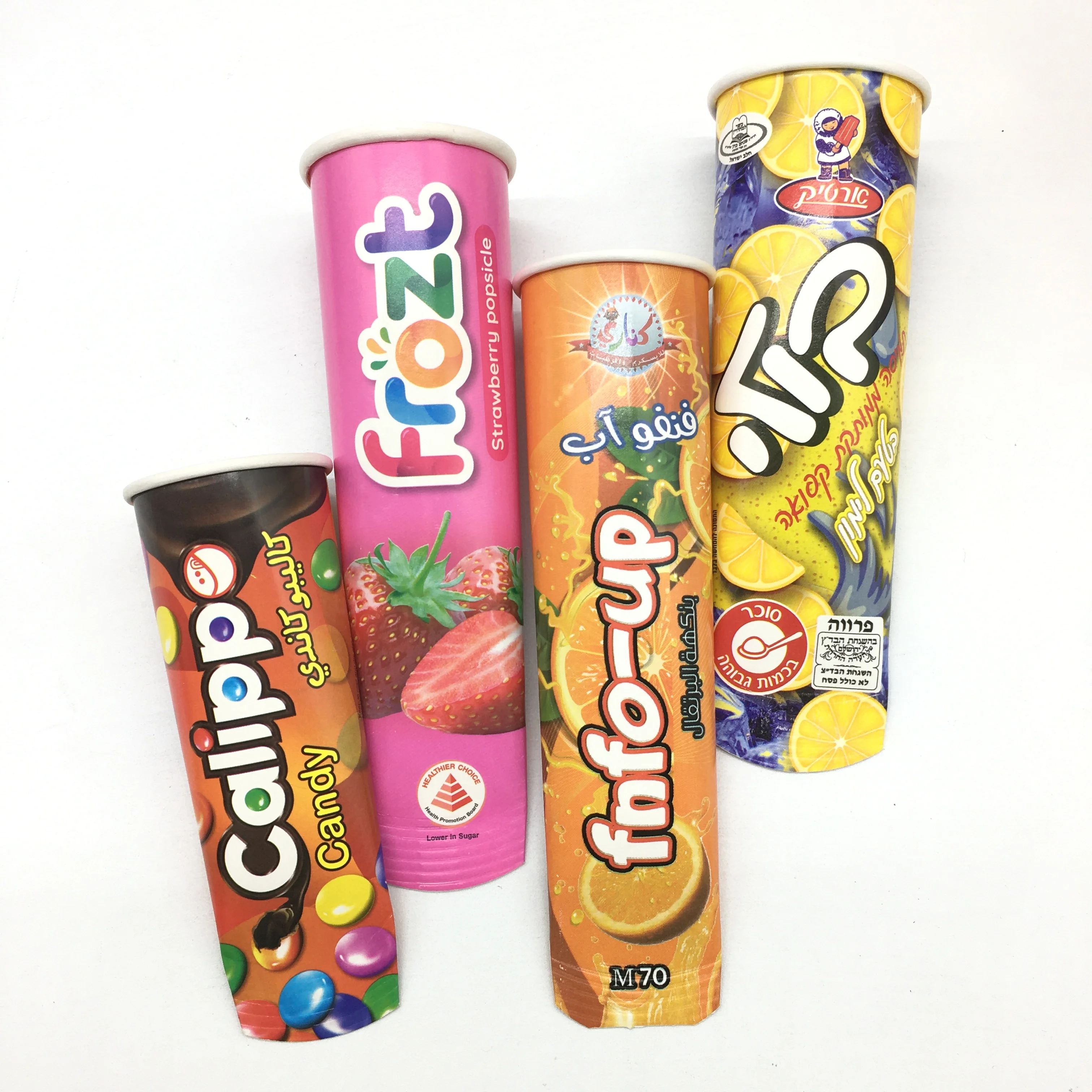 Squeeze tube custom mini size 50ML ice cream cups packaging ice cream paper cone shape calippo tube