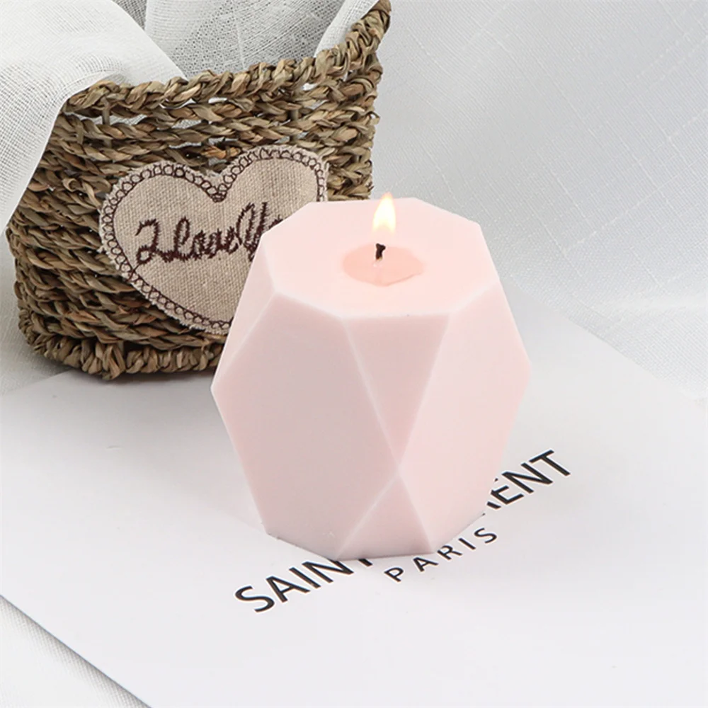Hot Selling Diamond Cup Candles Molds Supplies Stereo Polyhedral Prism Gypsum Decor Geometric Polygon Ball Resin Moulds Silicone