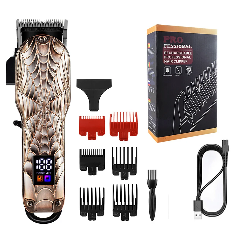 New Arrival Cordless Hair Cut Machine Rechargeable Lcd Display Metal Men Hair Clippers Trimmer