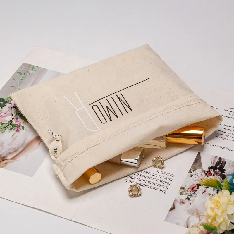 Good Quality Custom Logo Portable Reusable Printed Gift Canvas Cotton Double String Handbag Dust Drawstring Bag