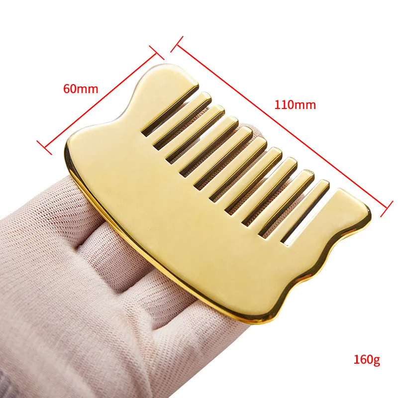 Copper Gua Sha Comb Type Brass Scraping Board Body Face Massage Tool Detoxify Health Care Copper Guasha Metal Scraper