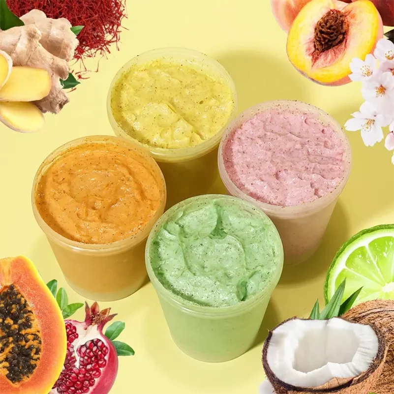 Customized Organic Scented Vegan Skin Whitening Exfoliating Vitamin Coconut Lime Bath Sugar Body Scrubs