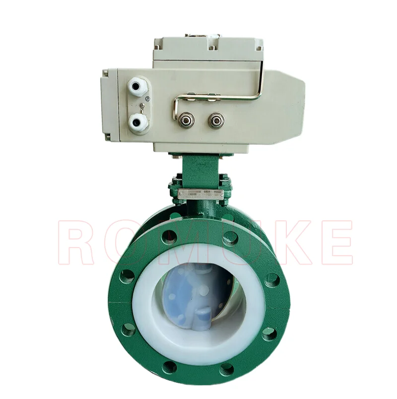 Cast steel lined PTFE PFA electric flange centerline soft sealing butterfly valve