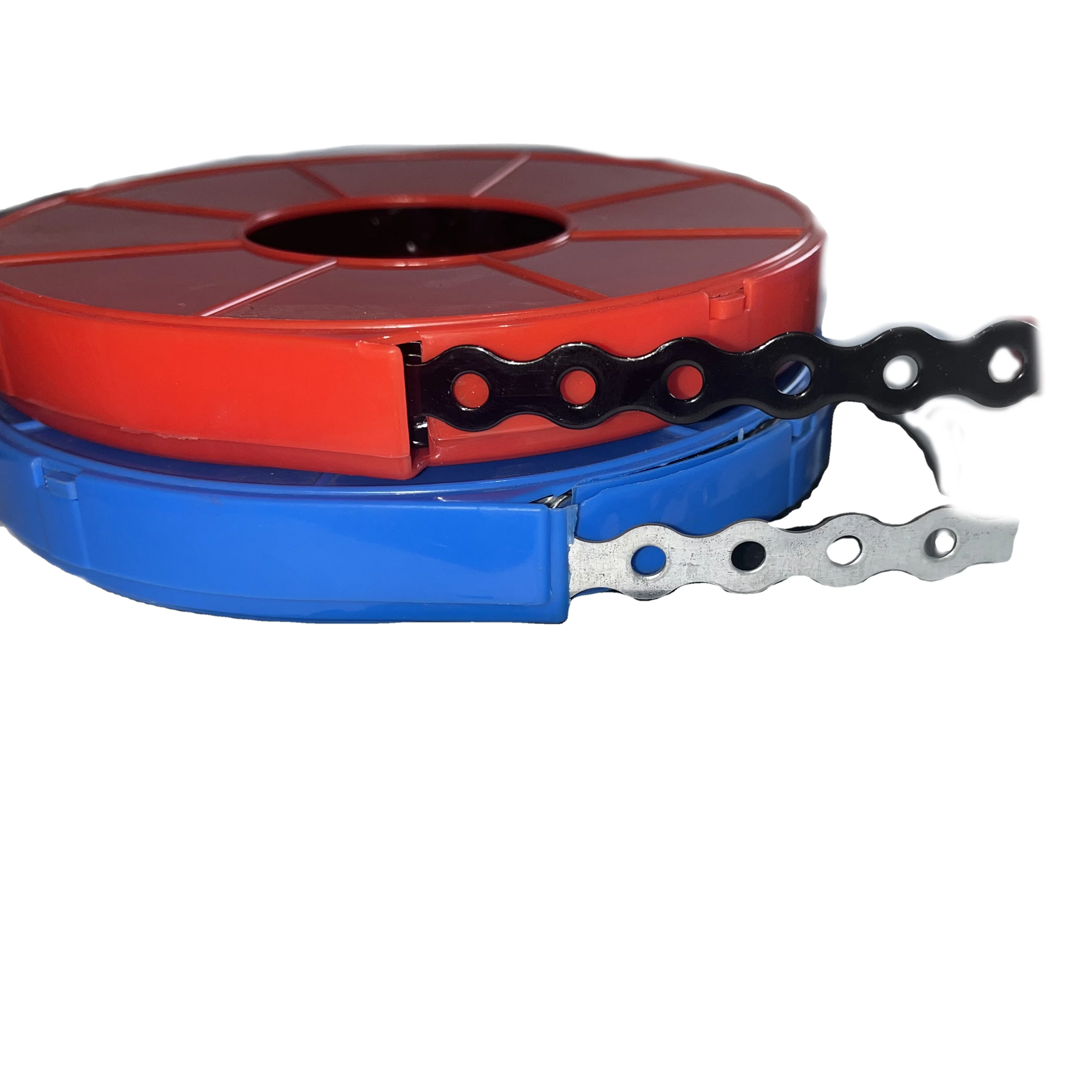 Plastic spray black white red steel perforated banding strap steel banding used for HVAC Duct factory direct wholesale