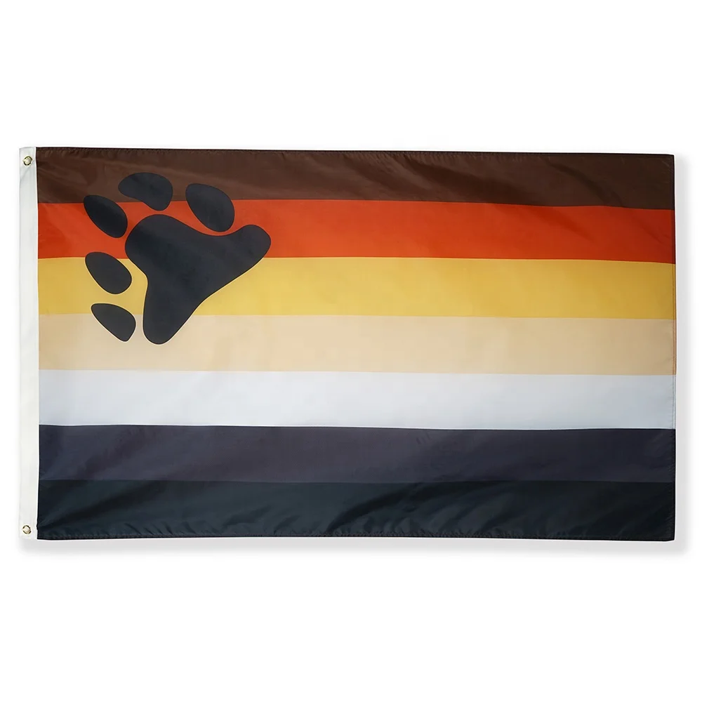 Male Men Hirsute Gay Bear Pride Flag 3x5 FT 90x150cm International Bear Brotherhood Rinbow LGBT Banner With Bear paw print