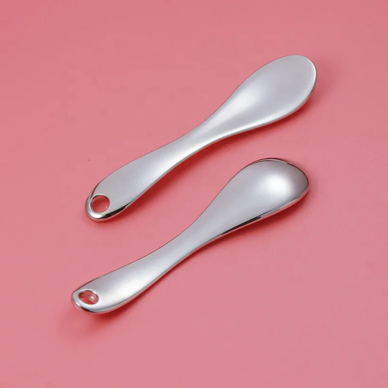 Skin Care Tools 7cm metal Cosmetic Face Mask Mixing Spoon Spatula with hole