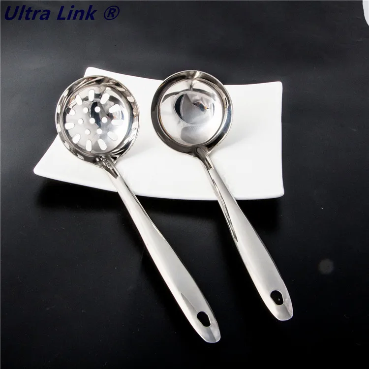 
Kitchen Supplies Stainless Steel Soup Ladle Hot Pot Soup Colander Kitchen Soup Spoon 