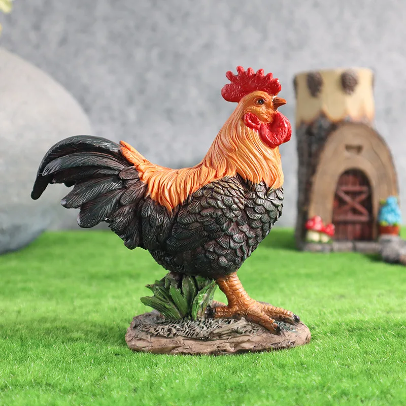 Custom American Animal statue ornament Resin Rooster Sculpture Custom Farm Garden hen frog bunny Chicken Figurine garden decor