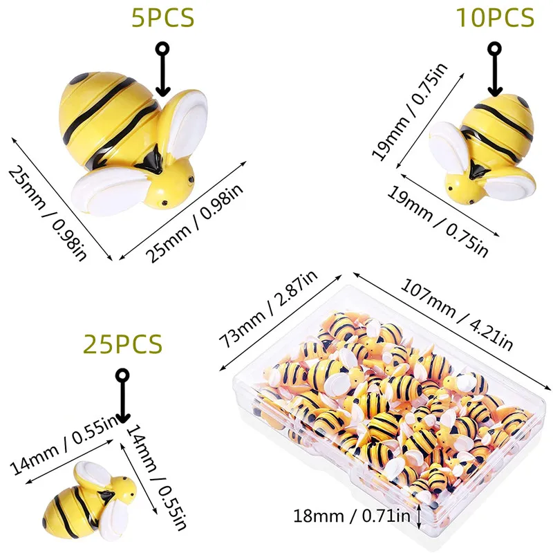 40 Pieces Tiny Resin Garden Bumblebees Embellishment Bee Decors with Box,  for DIY Crafts Scrapbooking Party Home Decor