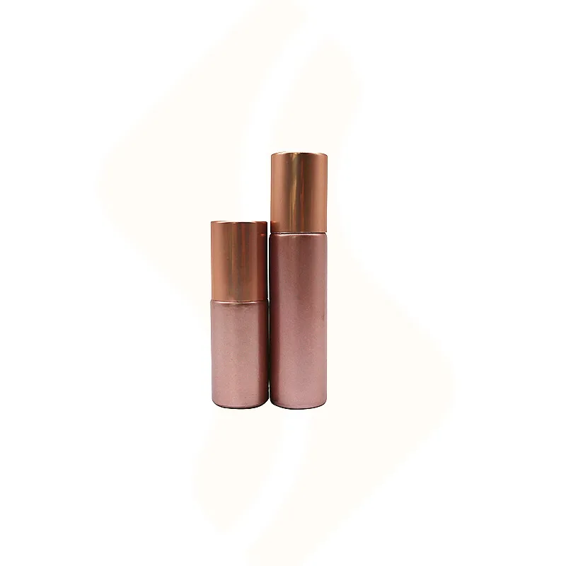 In Stock 5ml 10ml Cosmetic Packaging Rose Gold Roll On Bottle Essential Oil Pink Glass Roller Perfume Bottle