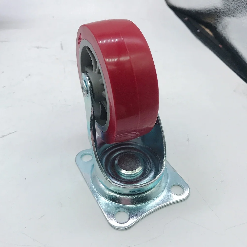 3 Inch 75mm China Manufacturer PP Core Red PU Polyurethane Swivel Furniture Caster Wheels