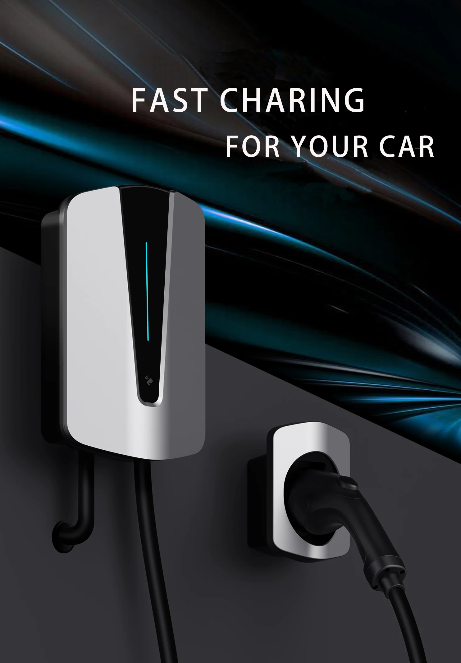 Type 1 SAE AC EV Charger Electric Vehicle Wallbox  With App LCD Display EV Charging Pile  j1772 portable solar charging station