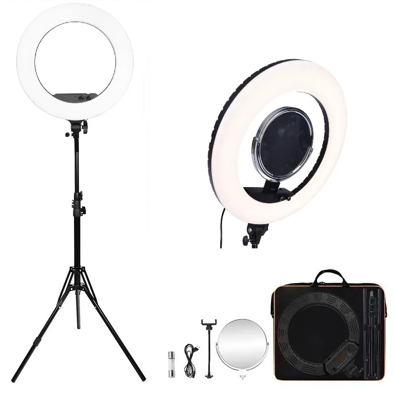 
Philippines Free Shipping FOSOTO LF-R480 18 inch led makeup mirror tiktok studio camera dimmable ring light for tripod stand 