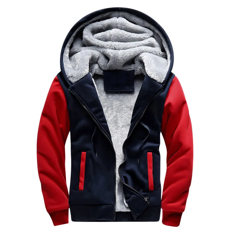 Mens Casual Fashion Active Jersey Slim Fit Pull Zip Outdoor Warm Fleece Winter Hoodie Jacket