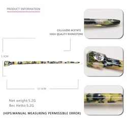 Chinese Style Hair Chopsticks with Rhinestone Custom Tortoiseshell Acetate Hair Forks Women Styling Hair Sticks