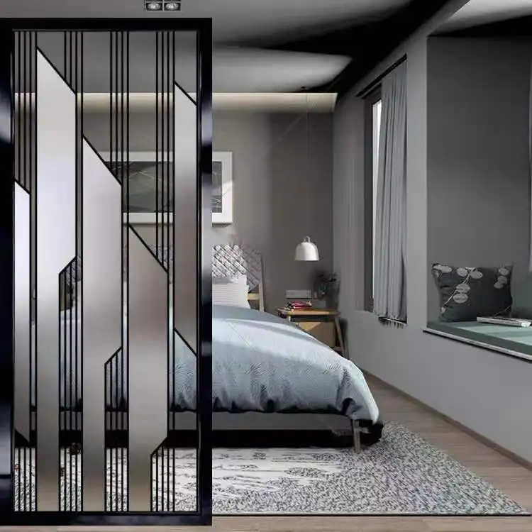 Modern Luxury Design Decorative Room Divider  Glass Panel  Metal Screen