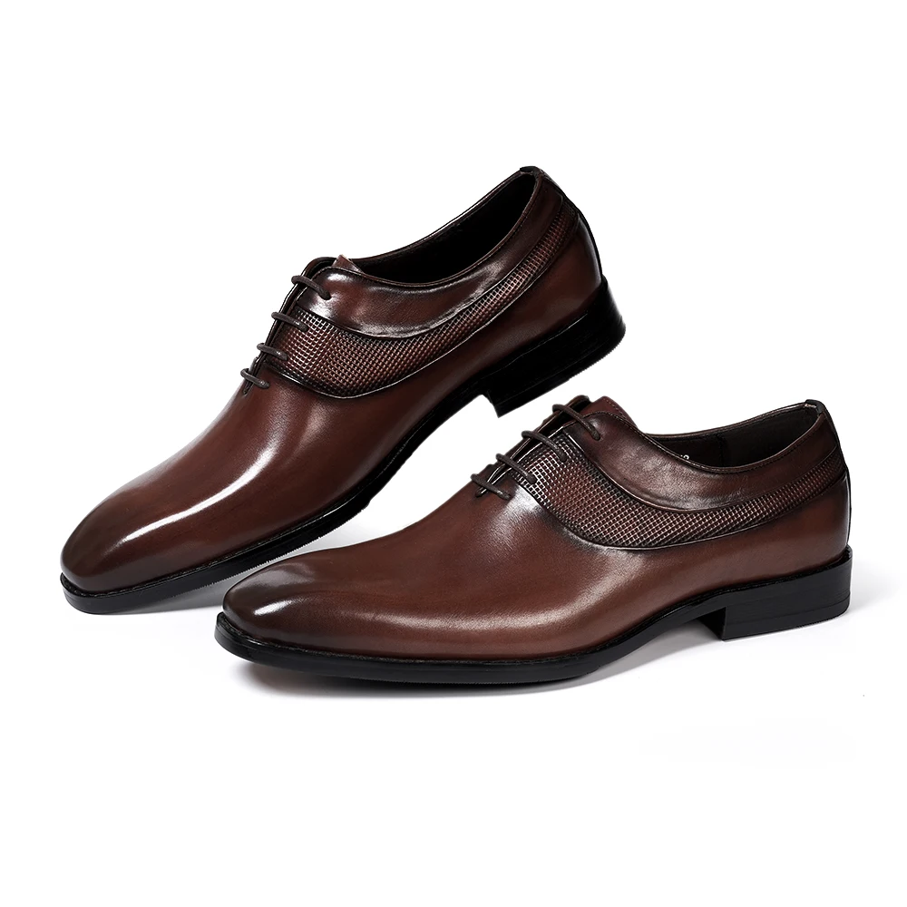 Luxury Italian Design Men Leather Oxford Wedding Shoes Lace-Up Handmade Black Hard Sole Dress Formal Shoes Moq 1 Pair Stock Shoe