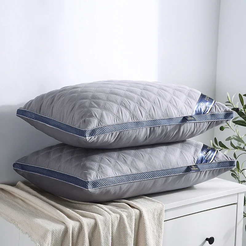 wholesale custom 1000g high weight filling bed pillow 2 edging sleeping pillow hilton hotel pillow