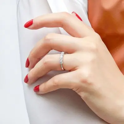  PONEES 2021 New Fashion 925 Sterling Silver Simple Ring Diamond Wedding For Women Girls