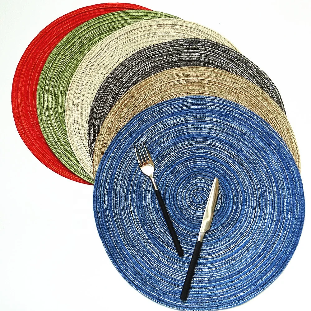 Round Braided Table Mat Heat Resistant Cotton Hemp Woven Rattan Placemats