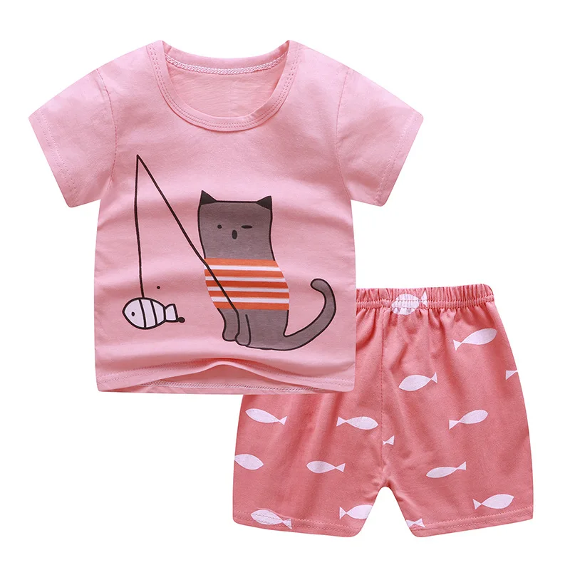 Brand Designer Cartoon Clothing  Baby Boy Summer Clothes T-shirt+shorts Baby Girl Casual Clothing Sets