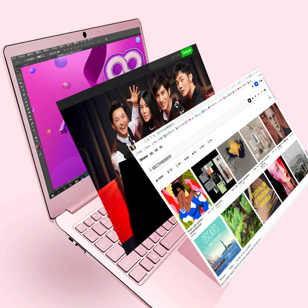 Wholesale 14 inch Cheap Pink Laptop DDR4 Ram 8GB SSD 256G Notebook Computer for Home&Office