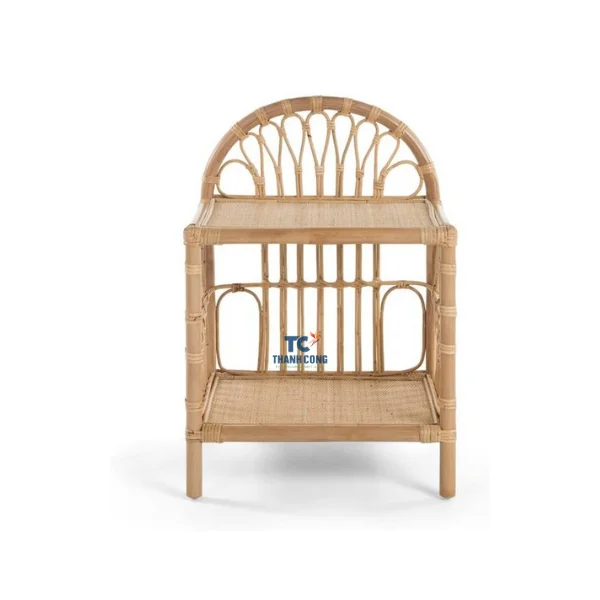 Modern Standing Bookcase with Rattan Shelves High Quality Wooden Wall Shelf Floor Stand Bookshelf at Cheap Price-for Bathrooms