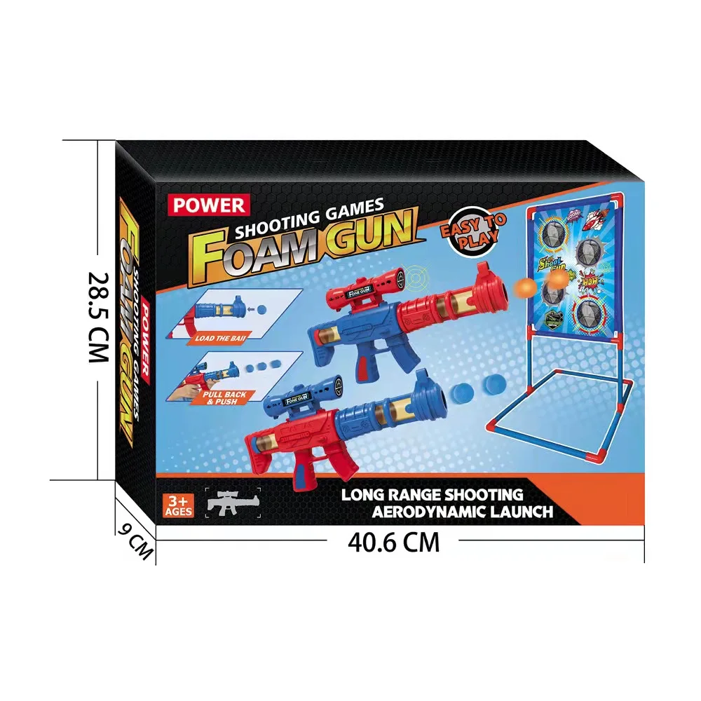 Factory customized 2 in 1 shooting target children foam ball outdoor game target shooting toy gun