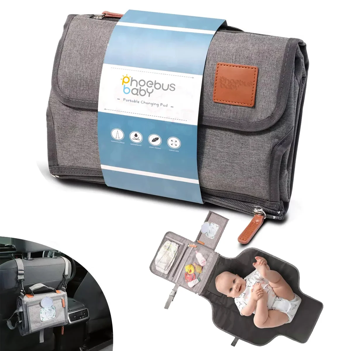 Portable Diaper Changing Pad Waterproof Baby Portable Changing Pad for Baby with Smart wet Pocket