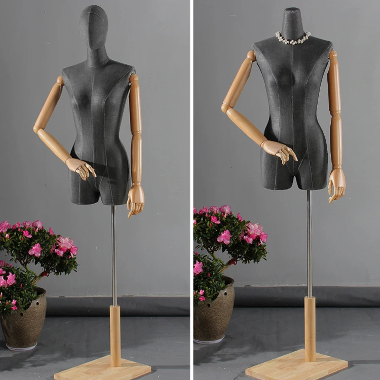 
Factory Direct Adjustable Korean Clothing Store Window Dummy Platform Woman Half Body Mannequin Props 