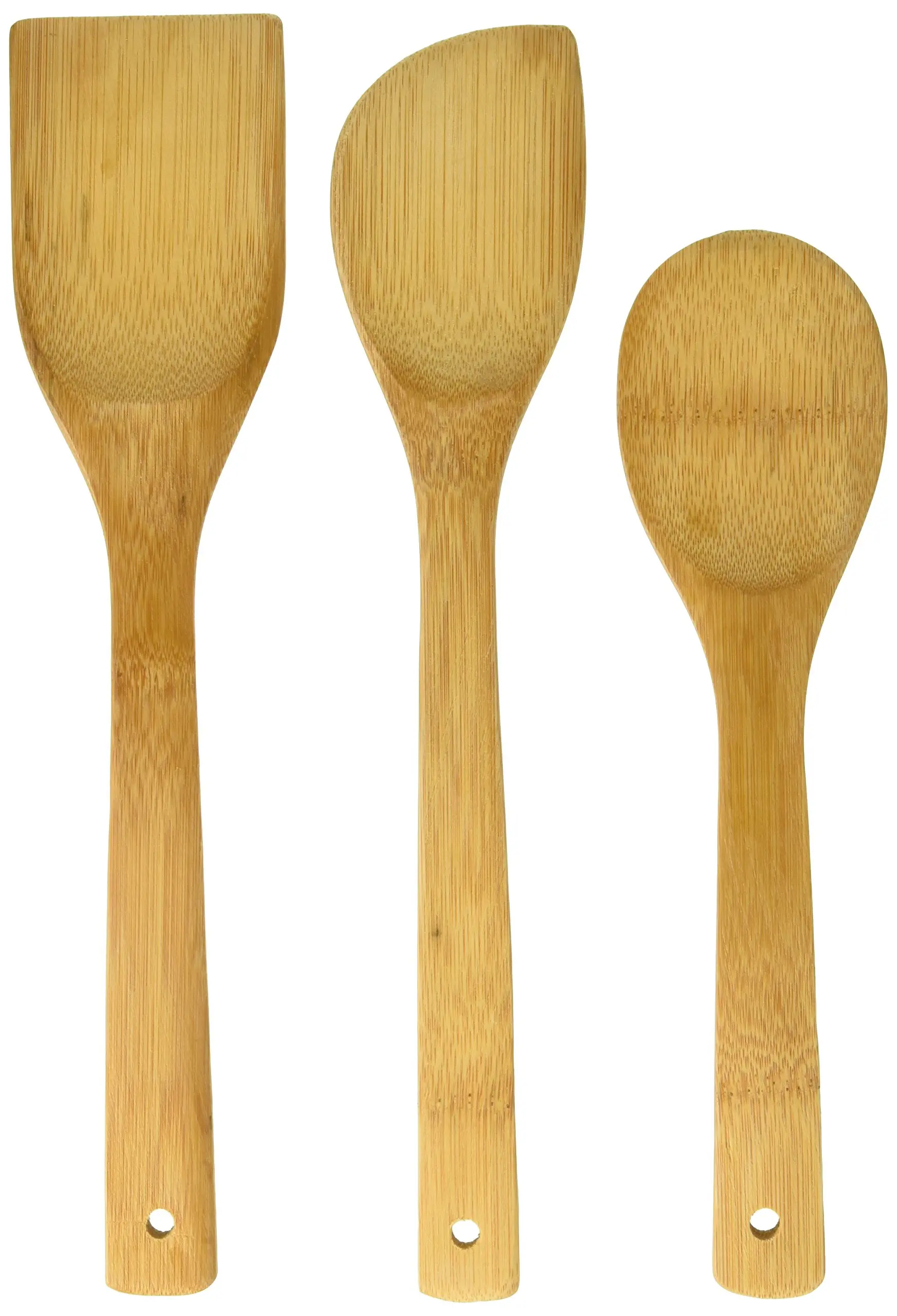 Оптовая продажа Бамбуковая деревянная кухонная посуда набор ложек 3 шт. для столовой ужина еды супа антипригарной кухонной посуды